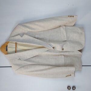 Pebble Beach California Mens Cream Linen/Silk Suit Coat Sports Coat  Sz.42s
